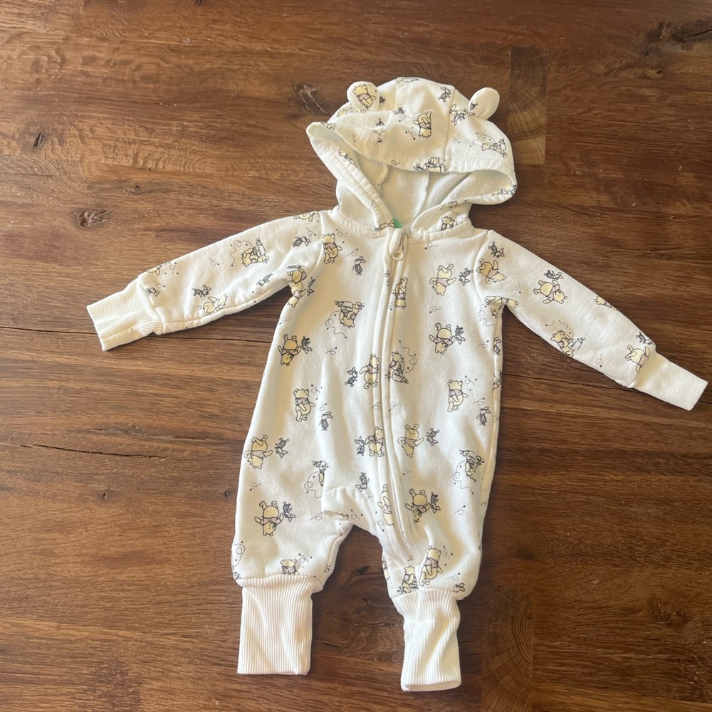 Disney Cream Winnie the Pooh and  Piglet Print Kids onesie